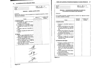 Estilo de la práctica,.. Enseñanza basada en la tarea (Estilo B)
La enseñanza de la educación física - - - -

66

Nombre	
Clase	
Fecha	

®

Estilo A
C O

Q

Ficha de tareas n - ­

Nombre
Clase - - - - - - - ­ 

Fecha - - - - - - - - ­

_
_
_

®

C
Estilo A
Ficha de tarea nll

o

Atletismo - incremento de la velocidad y la resistencia
en la carrera (entrenamiento por Intervalos)

Atletismo - salidas Y sprints cortos
Al alumno:

Al alumno:

cada tarea completada.

En las tareas siguientes, averigua cuál es tu máximo hoy. Algunas de éstas
se repiten variando la cantidad.

Ejecuta cada tarea tal y como se propone en el siguiente programa Y marca

I
Tareas

I

I

Marca ('-1)
I

i

i

¡

i



Feedback del
pro1esor

Tareas

1,

A. salida de sprint
1.10 salidas, tan rápidas como pue­

das, de 3-5 zancadas.

2. 10 salidas, con 10 zancadas.
3.	 10 salidas con 10 zancadas rápidas

seguidas de 10 lentas y de 10 rápi­
das.
4. 6 salidas a tope con 3 zancadas rá­
pidas.
5. 6 salidas seguidas de sprints de 50
metros.

A. Sprints cortos
1. Averigua tu velocidad máxima en
100 m.
2. Recorre esta distancia cinco veces
a 3/4 de velocidad con intervalos
de descanso de 30 seg entre se­
ries.
3. Recorre esta distancia cinco veces
a 1/2 de velocidad con intervalos
de descanso de 15-20 seg.
4. Averigua tu velocidad máxima en
50 m.
5. Recorrer 10 veces 50 m a 3/4 de
velocidad con intervalos de recupe­
ración de 15 seg.

B. Sprints
1. Altemar aproximadamente 25 m rá­
pidos y entos alrededor de la pista.
2. Alternar 50 m rápidos Y 25 m lentos
una vez alrededor de la pista.
3. Sprint a tope de 50 m, recuperar
15 seg caminando; sprint a tope de
50 m, etc. Repetir 10 veces.
4. Sprint de 180 m al 50 'lo, recuperar
60 seg. Repetir 10 veces.

B. Distancias más largas
1. Averigua la máxima distancia que
puedes recorrer en 60 seg.
2. Realiza 6 series a velocidad máxi­

ma recorriendo la mitad de esa dis­

tancia, con intervalos de recupera­

ción de 30 seg (comprueba tu
marca).
3.	 Intenta recorrer esta misma distan­

cia en menos tiempo.

4. Descansa unos minutos.
5. Vuelve a averiguar tu nueva distan­

cia máxima en 60 seg.


+

I	
I


Figura 3-10

,~
7
~
,

/	

Figura 3.11



Anotación
tiempos

Feedback del
profesor

67

 