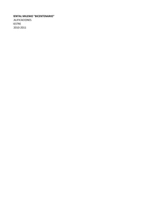 AL EXPERIMENTAL MILENIO "BICENTENARIO"
 PORTE DE CALIFICACIONES
RIMER QUIMESTRE
ÑO LECTIVO 2010-2011
 