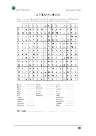 Latín I. 1º bachillerato Departamento de Latín
18
 