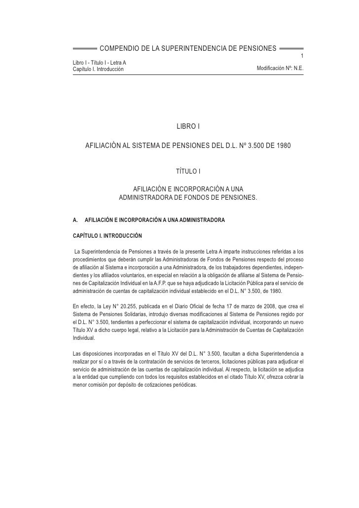 Libro 1 afiliación al sistema de pensiones del d.l. nº 3 