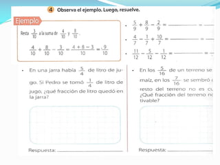 Interactivo de santillana, Unidad 3 Fraccionarios
