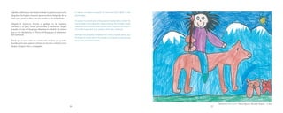 espalda, cubierta por una funda terciada, la guitarra cuyas notas
alegraban las lejanas estancias que recorría en búsqueda de un
lugar para pasar las frías y oscuras noches en el archipiélago.
Llegado el atardecer, detenía su galopar en las estancias
cercanas a su paso, donde pernoctaba a cambio de alegres
tonadas a la luz del fuego que disipaban la soledad y la tristeza
que se vive diariamente en Tierra del Fuego por el aislamiento
del continente.
Puede que no para todos sea considerado un héroe por grandes
hazañas, pero para quienes vivimos en esta isla, es heroico traer
alegría a hogares fríos y amargados.
in search of a place to spend the cold and dark nights in the
archipelago.
At sunset, he would stop riding around nearby farms, where he
would sleep in exchange for happy tunes by the firelight. These
dispelled the loneliness and sadness that is experienced daily in
Tierra del Fuego due to its isolation from the continent.
Perhaps not everyone considers him a hero of great deeds, but
for those of us who live on this island, it is a heroic thing to bring
joy to cold and bitter homes.
26 27
Ilustración/Illustration: Isidora Ignacia Alvarado Segovia · 5 años
 