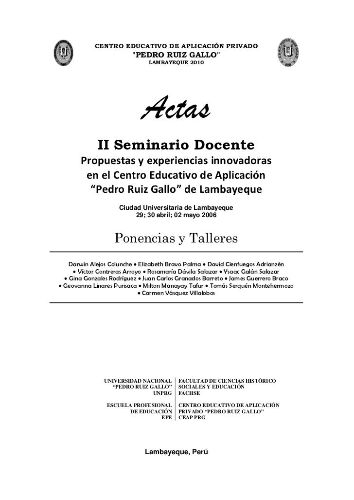 Libro Actas II Seminario docente 2006 Colegio de