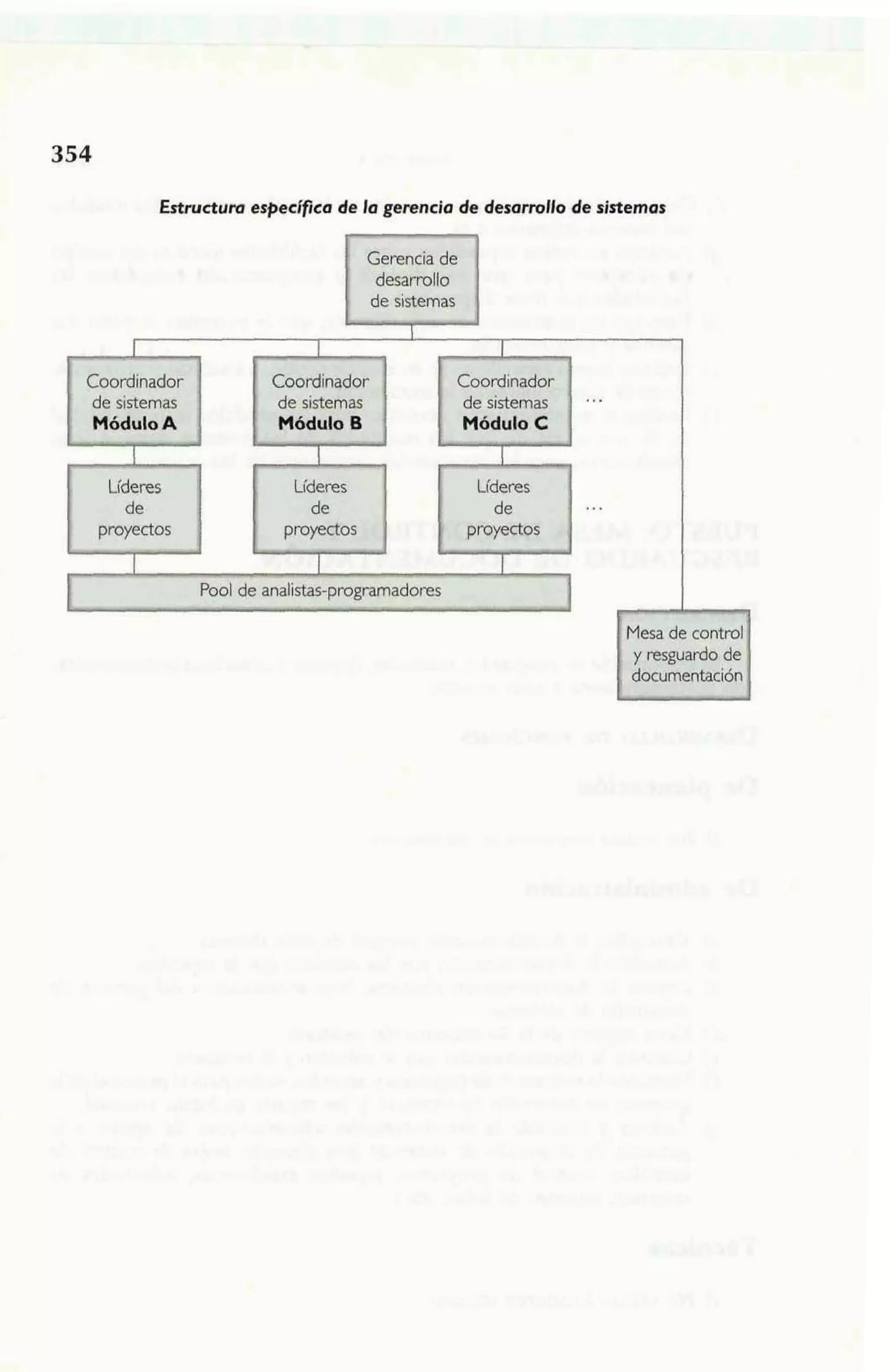 Estructum específica de la gerencia de desarrullo de sistemas 
 