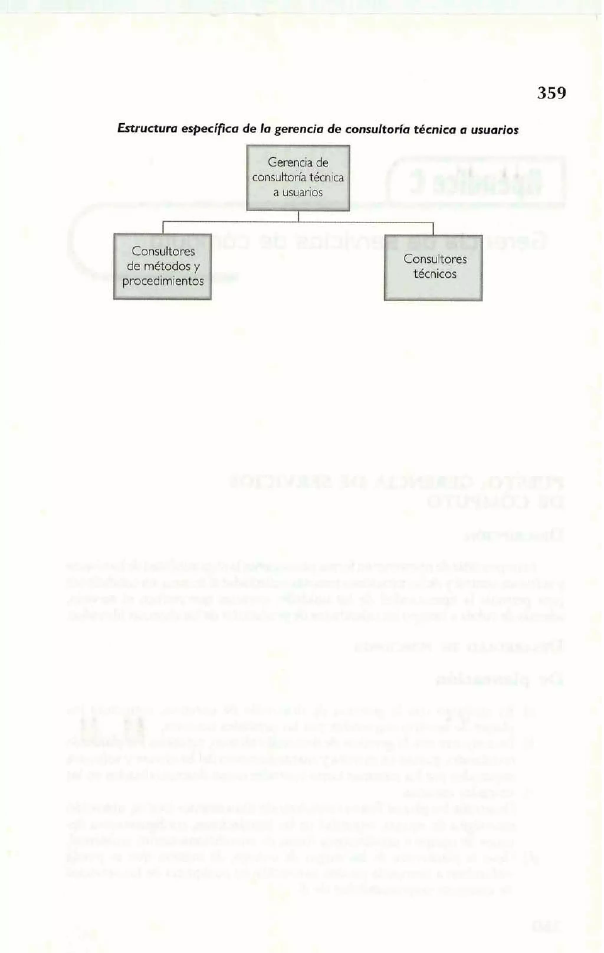 Estructura específica de la gerencia de consultorla tbcnica a usuarios 
 