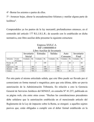 4°- Borrar los asientos o partes de ellos.
5°- Arrancar hojas, alterar la encuadernacióno foliatura y mutilar alguna parte...