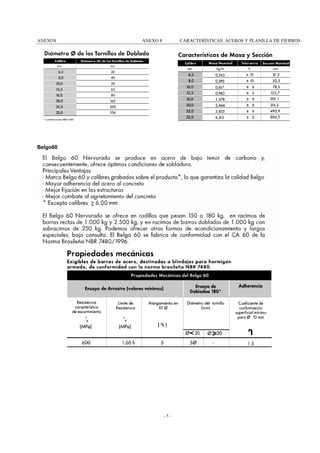 ANEXOS

ANEXO 8

CARACTERÍSTICAS ACEROS Y PLANILLA DE FIERROS

Belgo60

-5-

 