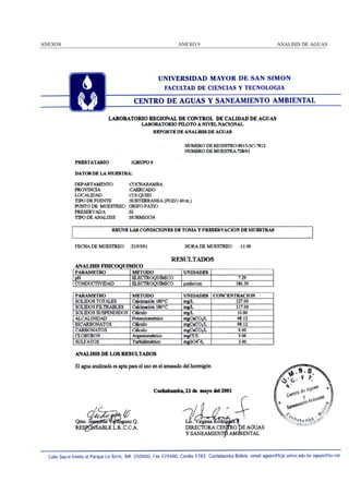 ANEXOS

ANEXO 9

ANALISIS DE AGUAS

 