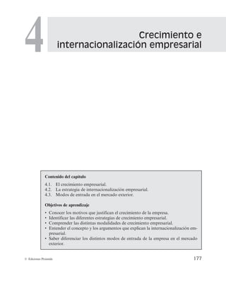 Introducción a la dirección estratégica
175
© Ediciones Pirámide
Busca ofrecer un servicio a la carta para el cliente. Si el cliente no quiere determinados
servicios, no tiene que pagar por ellos, pero esto no significa que se le trate peor. El pagar
más no es para obtener un mejor servicio, sino para poder tener a disposición más servicios
que el cliente decide si usar o no. Ésta es una gran diferencia respecto al mercado hotelero.
El cliente de Room Mate la única diferencia que percibe es el cambio de decoración porque
siempre tiene un servicio de cuatro estrellas.
La buena relación entre los socios iniciales de Room Mate y la posterior entrada en el
accionariado de otros empresarios también ha sido muy importante en el desarrollo de la
cadena. La gestión ha estado desde sus comienzos centralizada en sus cuatro socios funda-
dores. Aunque para poder crecer se han ido delegando distintas facetas. El secreto ha esta-
do en incorporar a la empresa a gente muy buena que sabe a dónde quiere llegar el nego-
cio, que es al cliente.
FUENTE: www.room-matehotels.com y www.expansion.es.
CUESTIONES
1. 3FBMJDFVOEJBHOÓTUJDPEFMBTJUVBDJÓOQBSBMB
FNQSFTBPCKFUPEFFTUVEJPJEFOUJGJDBOEPMBT
PQPSUVOJEBEFTZBNFOB[BTEFUFDUBEBTFOFM
TFDUPSIPUFMFSPFTQBÒPM
BTÎDPNPMBTQSJODJ-
QBMFTGPSUBMF[BTZEFCJMJEBEFT
2. *EFOUJGJRVFMBGJMPTPGÎB
MBSB[ÓOEFTFSPBT-
pectos centrales de la misión de esta empresa.
3. YQMJRVFDVÃMIBTJEPMBWFOUBKBDPN
QFUJUJWB
VUJMJ[BEBQPS3PPN.BUFQBSBEJGFSFODJBS
TVPGFSUBFOFMNFSDBEPIP
UFMFSP
4. OBMJDF MBT DBSBDUFSÎTUJDBT RVF QSFTFOUB FM
QSPEVDUPPGSFDJEPQPSFTUBFNQSFTB
 