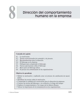 Diseño organizativo
373
© Ediciones Pirámide
— Expansión de la red comercial: en la actualidad dispone de redes de distribución
propias en 35 países, esperando que se llegue a la cifra de 75 en los próximos tres
años. Las zonas donde se pretende incrementar su presencia son los países del este
de Europa (Rusia, Eslovaquia), norte de África y Próximo Oriente, sin olvidar incremen-
tar su presencia en los países de la Unión Europea.
— Adquisición de otras compañías: la expansión internacional también se pretende ba-
sar en la adquisición de participaciones estratégicas en empresas alimenticias de otros
países, sobre todo, buscando la presencia en los puntos estratégicos donde se gene-
ra la mayor parte del negocio alimenticio, concretamente Estados Unidos y Europa.
Esto se pretende conseguir mediante la adquisición de una planta productora en
Francia e incrementando su participación en empresas de Estados Unidos.
En la actividad de esta empresa se distinguen dos líneas de negocio; por un lado, se
encuentran arroces y legumbres y, por otro lado, dulces y conservas. Para cada una de estas
dos líneas de negocio se desarrolló una estructura organizativa diferente, que dependía di-
rectamente de la empresa matriz Enter, S. A.
Dada la estrategia de internacionalización que la empresa pretende seguir, para el caso
de la línea de negocio de los arroces y legumbres, se desarrollaron dos divisiones diferentes,
una para España y otra para el extranjero. A su vez, dentro de la División España es posible
distinguir dos unidades estratégicas de negocio, una dedicada al envasado de arroces y otra
al envasado de legumbres. Cada una de estas unidades cuenta con total autonomía respec-
to de la otra; así, cada una posee sus propios departamentos de ventas, de compras y de
administración.
Por su parte, dentro de la División Extranjero se constituyeron tres unidades autónomas,
con objeto de cubrir los tres mercados más importantes en los que opera Enter, S. A., en el
extranjero, como son la Unión Europea, América y Europa del Este. En este caso, no se pro-
duce distinción entre unidades destinadas a la comercialización de arroz y legumbres.
Cada una de las unidades que opera en un país distinto desarrolla su propia estructura
organizativa, distinguiendo en ésta departamentos de administración, ventas y compras. To-
das estas unidades gozan de una gran autonomía respecto a la división «Extranjero», ya que
ésta sólo centraliza funciones relacionadas con las finanzas y la logística.
Por lo que respecta a la línea de negocio relativa a los dulces y conservas, la empresa
matriz Enter, S. A., crea dos unidades estructurales diferentes, una para los dulces y otra para
las conservas.
En relación con los dulces, se crearon a su vez dos unidades, la primera de ellas dedi-
cada a la comercialización de caramelos, y la otra a la comercialización de pastelitos. Con
estas dos unidades pretendía competir tanto en el mercado nacional como en el extranjero.
En el caso de las conservas, y con objeto de introducirse en ciertos mercados internacio-
nales, como el caso de Italia y Turquía, se desarrollaron estructuras autónomas para cada
uno de esos países, siendo éstas plenamente independientes en lo que se refiere a comercia-
lización y administración, desarrollando al efecto la correspondiente estructura departamental.
 