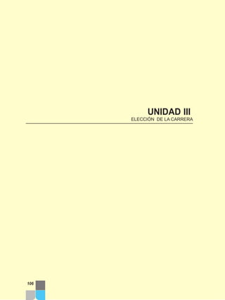 UNIDAD III
ELECCIÓN DE LA CARRERA
106
 
