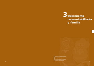 3

tratamiento
neurorrehabilitador
y familia

& Equipo Multidisciplinar
& La familia
& Síndrome del cuidador
& Diario del Familiar
50

51

 