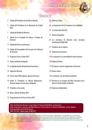 1
Feria y Fiestas 2017
3
5
7
9
11
13
15
17
24
34
38
44
47
50
52
59
68
73
75
83
97
98
103
108
113
123
126
127
134
Saluda de...