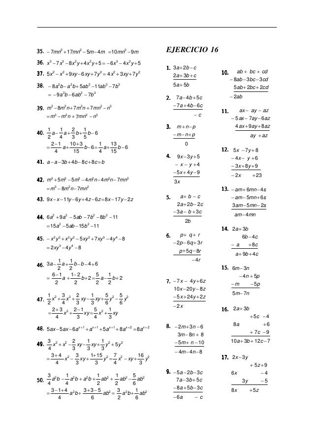 Libro de álgebra a baldor - ejercicios resueltos