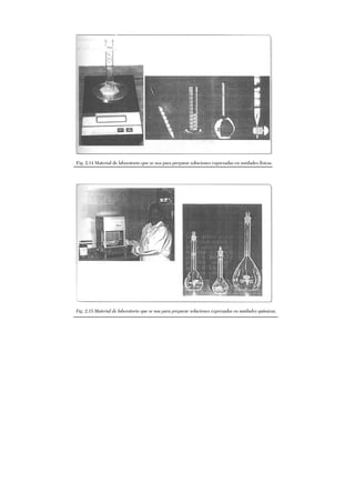 Fig. 2.14 Material de laboratorio que se usa para preparar soluciones expresadas en unidades físicas.
Fig. 2.15 Material de laboratorio que se usa para preparar soluciones expresadas en unidades químicas.
 