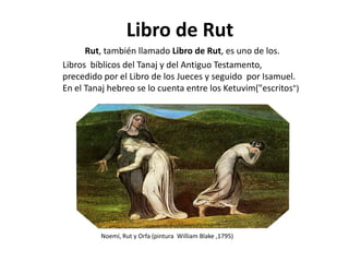 Libro de Rut
Rut, también llamado Libro de Rut, es uno de los.
Libros bíblicos del Tanaj y del Antiguo Testamento,
precedi...
