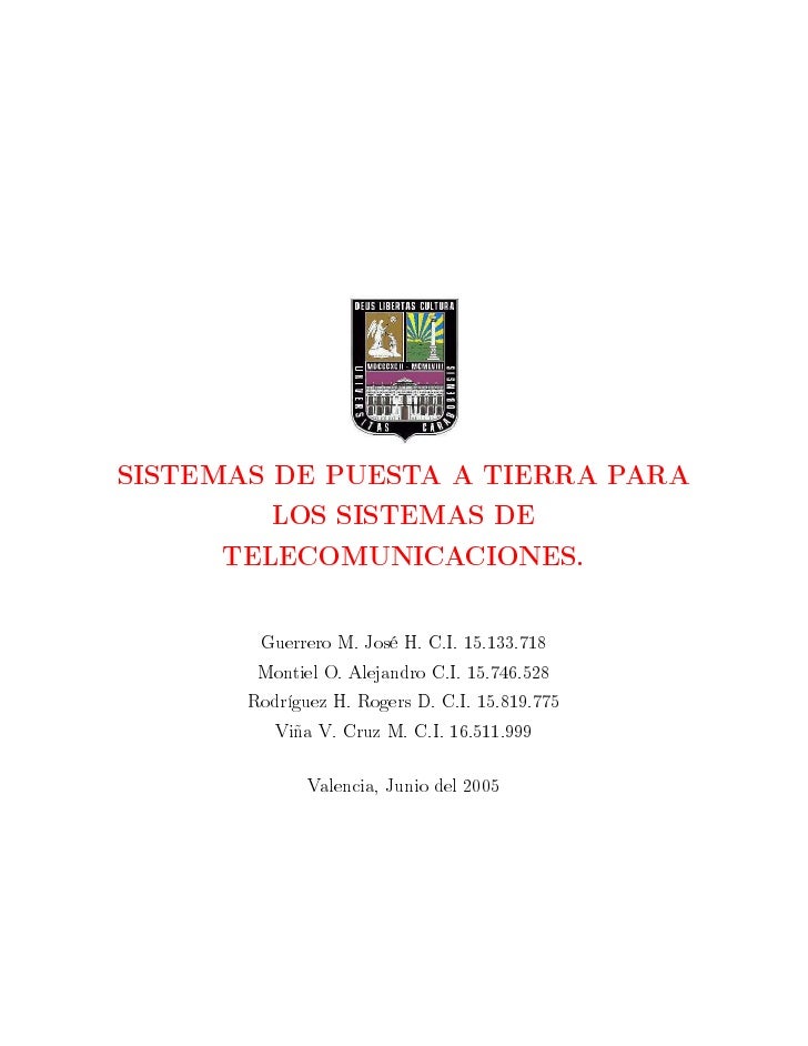 Sistema de puesta a tierra para telecomunicaciones pdf