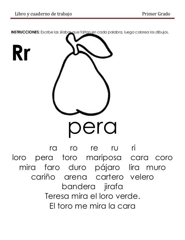 Libro De Trabajo De 1 Er Grado Libro De Trabajo De 1 Er Grado
