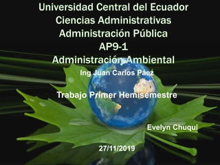 Ing Juan Carlos Páez
Trabajo Primer Hemisemestre
Evelyn Chuqui
27/11/2019
 
