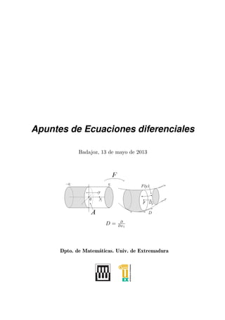 Apuntes de Ecuaciones diferenciales
Badajoz, 13 de mayo de 2013
Dpto. de Matem´aticas. Univ. de Extremadura
D = ∂
∂x1
 