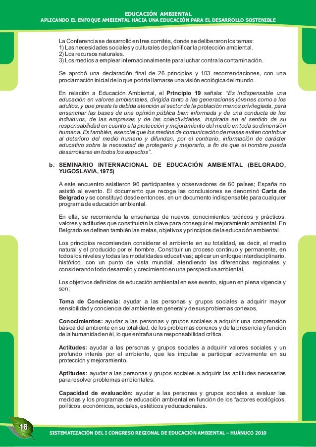 EDUCACIÓN AMBIENTAL - APLICANDO EL ENFOQUE AMBIENTAL HACIA 