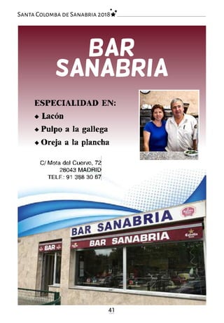 BAR
SANABRIA
41
Santa Colomba de Sanabria 2018
 