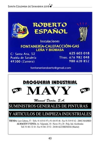 FONTANERÍA Y CALEFACCIÓN
Santa Colomba de Sanabria 2017
43
Santa Colomba de Sanabria 2018
 