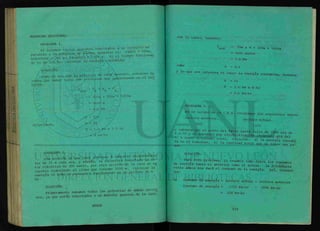 MATERIAL ADICIONAL.
PROBLEMA 1.
si t a s ™ » » i » . *
do es de 2.5 hr, calcular la energía consumida.
SOLUCIÓN:
Como ya nos dan la potencia de cada aparato, entonces t |
remos que sumar todas las potencias que intervienen en el pro
blema.
P = P + P m + PTH
tot R T L
= 1OOw + 300w + 1200w
= 1600 w
= 1.6 Kw
P = T/t
despejando, T = Pt
T = 1.6 Kw x 2.5 hr
= 4 Kw-hr
PROBLEMA 2.
Una sección de una casa contiene 4 lámparas incandescen-
tes de 75 wC
cada una, y además, se encuentra conectado un mo-
tor eléctrico de 300 watts, por otra sección de la casa se en
c u e n t r a trabajando el clima que consume 1000 w. Calcular la
energía si todo se encuentra funcionando en un periodo de 6
hr.
SOLUCIÓN: ^
Primeramente sumamos todas las potencias de ^ J ^ .
nes, ya que están conectadas a un medidor general de la casa.
Por lo tanto, tenemos:
P
tot = 7 5 w x 4
+ 300w + 1000W
= 1600 watts
= 1.6 Kw
como p = T / t
y lo que nos interesa es saber la energía consumida, tenemos:
T = Pt
T = 1.6 Kw x 6 hr
= 9 . 6 Kw-hr
PROBLEMA 3.
En un recibo de la C.F.E. recibimos los siguientes datos-
Lectura anterior. Lectura actual.
1 0 9 5
1333
S o l o T . f 6 6 1
T t 0 d S l K W
" h r h 3 S t a J u l i o d e
1980 era de
daren el bimestre, b, la c a n S ^ a l ^ S "
SOLUCIÓN:
Para este problema, ya tenemos como datos los consumos
de energía tanto el anterior como el actual. La diferencia
entre ambos nos dará el consumo de la energía. Así, tenemos
a) Consumo de energía = lectura actual - lectura anterior
Consumo de energía = 1333 Kw-hr - 1095 Kw-hr
= 238 Kw-hr
 