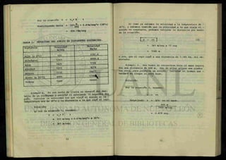 Velocidad
Km/hr
4374
Alcohol
18475
4990
180005000
Por la ecuación V = Ve + V T
Sustituyendo datos = 3 3 1 ^ + 0.61m/seg"c <38<>c)
= 354.18m/seg
TABLA 1. VELOCIDAD DEL SONIDO EN DIFERENTES SUSTANCIAS.
Solución:
a) Por la ecuación 1, tenemos:
V = v 0 + T
o 331 m/seg + 0.61m/seg°c x 20°c
= 343 m/seg.
Ejemplo 2. En una noche de lluvia se observó del des-
tello de un relámpago y escuchó el estruendo 15 segundos des
oués Calcular la velocidad con que viajó el sonido si la -
temperatura era de 20 °c y la distancia a la que cayó el rayo.
b) Como ya sabemos la velocidad a la temperatura de -
20°c/ y sábanos también que la velocidad a la que viaja el -
sonido es constante, podemos calcular la distancia por medio
de la ecuación:
= 343 m/seg x 15 seg
= 5145 m
o sea, que el rayo cayó a una distancia de 5.145 Km. del ob-
servador .
Ejemplo 3. Dos buzos se encuentran bajo el agua separa
dos una distancia de 600 m. Uno de ellos golpea una piedra"
con otra, para producir un sonido. Calcular el tiempo que -
tardará en llegar al otro buzo.
m
Solución:
Por la ecuación 2, tenemos:
d = vt
despejando t = d/v en el agua.
600 m
1435 m/seg.
= 0.418 seg.
 