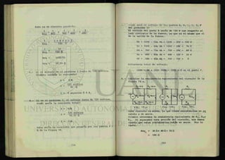 Este es un circuito paralelo.
1
- _L_ + J _ + 1
+
1
"rÍ^ 30ft 60ft 60Ü
1 = 3 + 4 + 2 + 2
~ 1 2 0 ' f i
1 = 11
Req 120 I T
Req = 1208/11
Req = 10.91 ft
3.- Si el voltaje en el problema 1 fuera de 120 voltios.
¿Cuánto valdría la corriente?
I = V/R
120 voltios
1
~ 30 «
I = 4 amperios ó 4 A.
4.- Si en el problema 2, el voltaje fuera de 120 voltios,
¿cuál sería la corriente total?
I = V/R
120 voltios
1
" 10.91 ü
I = 11A
Esta sería la corriente que pasaría por los puntos A y
H de la figura 18.
5.- ¿Cuál será el voltaje de los puntos Af Bf C, D# E, F
del problema 1?
El voltaje del punto A sería de 120 V con respecto al
lado contrario de la fuente, ya que es el mismo que el
de la salida de la fuente.
Vb = 120V - Sttx 4A = 120V - 20V = 100 V
Ve = 100V - 6Sbc 4A = 100V - 24V = 76 V
Vd = 76V - 7ftx 4A = 76V - 28V = 48 V
Ve = 48V - 8ftx 4A = 48V - 32V = 16 V
Vf = 16V - 4fíx 4A = 16V - 16V = 0
Diferencia total de voltaje:
120V - 4A x 30Í2= 120V - 120V = 0 en el punto f.
6.- Calcular la resistencia equivalente del circuito de la
figura 19 a.
Fig. 19 a. Fig. 19b. Fig. 19c.
Este circuito es mixto, ya que tiene resistencias en pa
ralelo y en serie.
Primero obtenemos la resistencia equivalente de Rj, R»»y
R5. Si separamos esta sección del circuito, nos damos
cuenta que estas resistencias están en serie. Por lo
tanto:
Reqt = 30 Q + 40fi+ 50 fi
= 120 Q
 