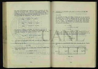 Con esta resistencia se reduce nuestro circuito al mos-
trado en la figura 19b. Una vez calculada la Req i , pro
cedemos a calcular la resistencia equivalente de las ~
resistencias R2 y Reqi(hay que observar que estas resis-
tencias están en paralelo). Por lo tanto:
1 _ _ _ J +
Req2 20 Q 120 fi
7
120 fi
17.14 fi
Al obtener la Req2 reducimos el circuito inicial al
mostrado en la figura 19c, notando claramente que el
circuito final es un simple circuito serie. Por lo tan
to:
Req Tot = 10Í2+ 17.14ÍÍ + 60 ft
= 87.14 ü
Calcular la corriente total dea circuito del problema
6.
Por la ley de Ohm:
I = V/R
Pero para calcular la I total del circuito tenemos que
tomar la R total.
I = 120V/87 .14 Í1
= 1.377A
1 = 6 + 1
" 1 2 0 " Si
2
Req2 = 120Í2/7 =
tí.- Calcular la corriente que pasa a través de la Ra del
problema 6.
Solución:
Al calcular la Req2 nos dimos cuenta que es un circuito
paralelo; por lo tanto, sabemos que la corriente que pa
sa a través de la Rj , se tendrá que dividir para pasar
por R2 y Req1. Si aplicamos la ley de Ohm para encon-
trar el voltaje que tienen las resistencias conectadas
en paralelo obtenemos.
V = I Reqz
= 1.377A x 17.14 fl
= 23.6V
O sea, que la R^está conectada a un voltaje de 23.6 V
y aplicando otra vez la ley de Ohm para encontrar la co
rriente que pasa por esta resistencia obtenemos:
I = V/R2
= 23.6V/20 fl
= 1.18A.
9.- Calcular la resistencia total del circuito de la figura
20.
90 V
 