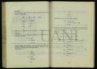 Solución:
La resistencia equivalente se puede calcular con la ecua
ción 4 y obtenemos:
_ L _ . +
1
~ 8fi 1
12fl 24 fi
1 3 + 2 + 1
Req 24 fi
Req = 24 fi/6
Req = 4 U
Comprobar la segunda ley de Kirchhoff en el problema 9.
Solución:
Aplicando la ley de Ohm para calcular la corriente t o -
tal del circuito:
I = V/R
= 90V/4fi
= 22.5 A
Ahora tenemos que calcular las corrientes que pasan por
cada resistencia, para esto, debemos de aplicar la ley
de Ohm, a cada rama donde están éstas.
Obteniendo:
II = V/Ri
= 90V/8fi
= 11.25 A
12 = V/R2
= 90V/12fi
* 7.5 A
13 = V/R3
= 90V/24 O
= 3.75 A.
Aplicando la ley de Kirchhoff tenemos:
= 11.25A + 7.5A + 3.75A
= 22.5A
las co
E, F,
Por ser circuito paralelo, tenemos:
Por lo tanto, por la ley de Ohm tenemos:
I = 120V/40 fi
R
l
= 3A
I = 120V/30 fi
2
= 4A
I = 120V/60 fi
3
= 2A
I = 120V/60 fi
Rf
11.- Aplicando las leyes de Ohm y Kirchhoff, calcular
rrientes que circulan por los puntos A, B, C, D,
G y H del problema 2.
Solución:
 