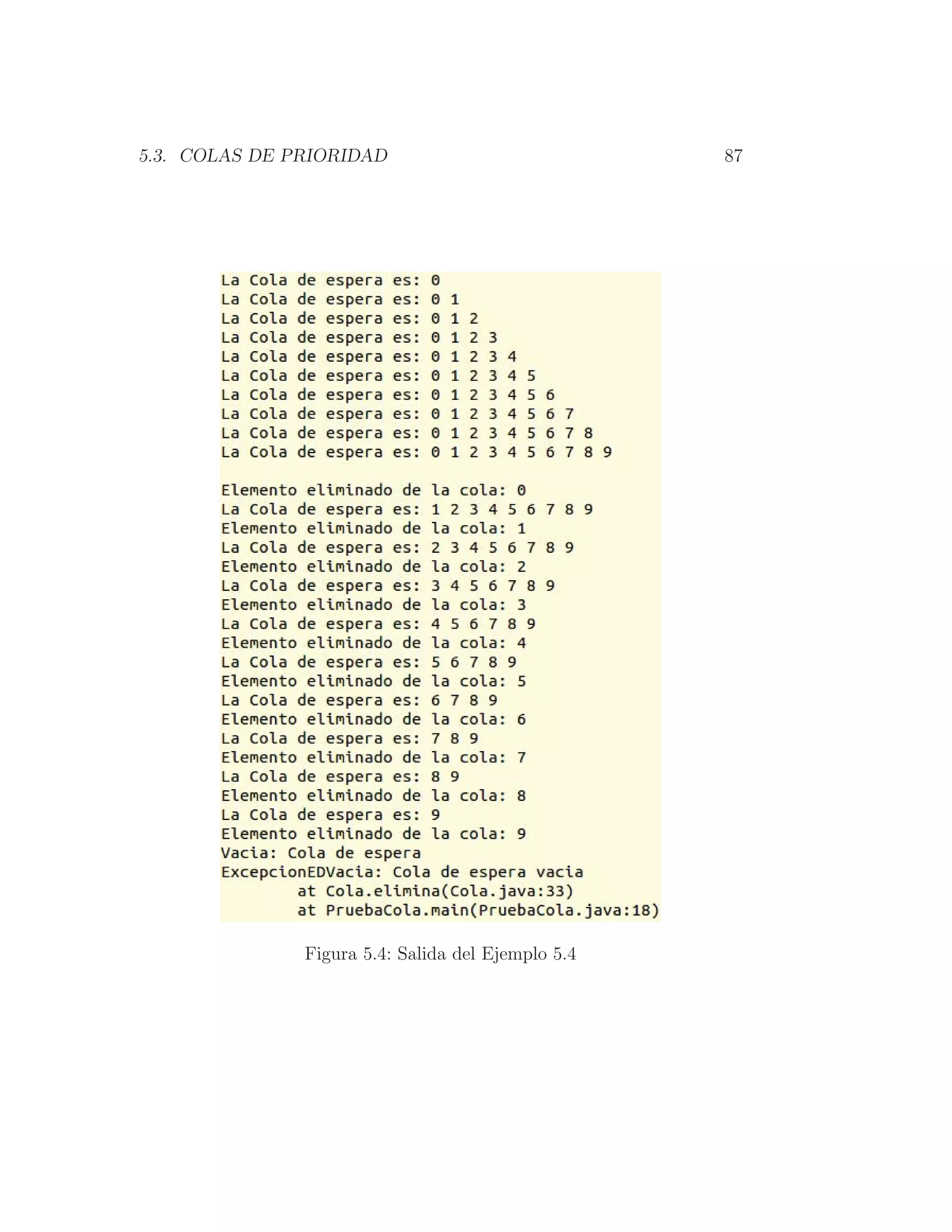 5.3. COLAS DE PRIORIDAD 87
Figura 5.4: Salida del Ejemplo 5.4
 