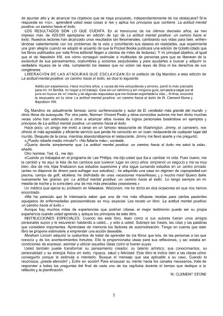 LA ACTITUD MENTAL POSITIVA Un camino hacia el éxito NAPOLEÓN HILL W. CLEMENT STONE, subido por el Coach YLICH TARAZONA
