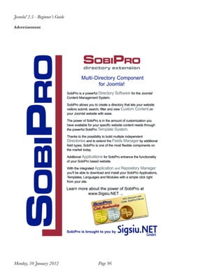 Joomla! 2.5 - Beginner’s Guide

Advertisement




Monday, 30 January 2012
         Page 96
 