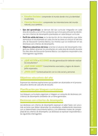 •	 Estudios Sociales: comprender el mundo donde vivo y la identidad
     ecuatoriana.
  •	 Ciencias Naturales: comprender ...