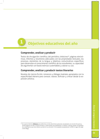 1           Objetivos educativos del año

Comprender, analizar y producir
Textos de divulgación científica, del periódico,...