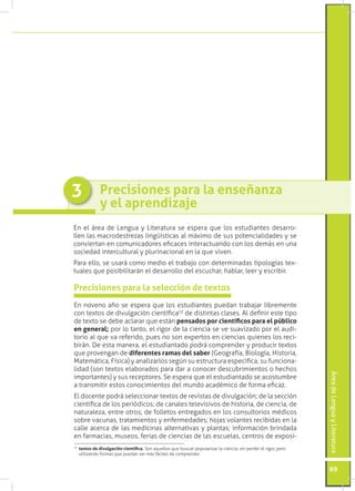 3           Precisiones para la enseñanza
            y el aprendizaje
En el área de Lengua y Literatura se espera que los...