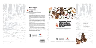 Manual de Plagas
y Enfermedades
del Bosque Nativo
en Chile
Asistencia para la Recuperación y Revitalización de los Bosques
Templados de Chile, con énfasis en los
Nothofagus Caducifolios
P R O Y E C T O D E C O O P E R A C I Ó N T É C N I C A T C P / C H I / 3 1 0 2 ( A )
ManualdePlagasyEnfermedadesdelBosqueNativoenChileFAO-CONAF
El proyecto TCP/CHI/3102(A) “Asistencia para la recuperación y revitalización de
los bosques templados de Chile, con énfasis en los Nothofagus caducifolios” se origina
de una propuesta emanada por profesionales de la Corporación Nacional Forestal
(CONAF) a la Organización de las Naciones Unidas para laAgricultura y laAlimentación
(FAO), debido a la preocupación existente por el elevado nivel de deterioro y mortalidad
del bosque nativo nacional, específicamente el conformado por las especies del género
Nothofagus.
Es así como FAO apoya el levantamiento de competencias de profesionales chilenos
y al diagnóstico de la situación del bosque nativo nacional, en base a la asesoría con
consultores nacionales e internacionales, ejecutándose una serie de actividades
tendientes a identificar la etiología del problema de la declinación de éstas formaciones
boscosas, permitiendo en algunos casos esbozar técnicas silvícolas para el correcto
manejo y mitigación de daños.
Por su parte, se definieron lineamientos fundamentales para establecer una estructura
nacional que aporte y facilite acciones en el marco del manejo forestal sostenible,
enfatizando patrones de investigación y acceso a la información. En este sentido, y
constituyéndose como un producto concreto de esta iniciativa, se elabora el presente
manual, el que tiene la finalidad de posicionar adecuadamente aspectos de sanidad
en torno al bosque nativo, sensibilizando a silvicultores o cualquier actor interesado
en este recurso natural.
El manual recopila toda la información existente de las principales plagas y
enfermedades que afectan el bosque nativo en Chile, consta de dos capítulos agentes
bióticos (insectos, animales y enfermedades) y agentes abióticos, alcanzando un total
de 73 fichas de agentes de daño estructuradas cada una de la siguiente manera:
Nombre científico, nombre común, orden, familia, sinonimia, hospedero, descripción,
aspectos biológicos, daño, manejo integrado y fotografías.
PROYECTO DE COOPERACIÓN TÉCNICA TCP/CHI/3102 (A)
Asistencia para la Recuperación y Revitalización de los Bosques
Templados de Chile, con énfasis en los
Nothofagus Caducifolios
Jaime Aguayo Silva
Andrea Alvarado Ojeda
Aida Baldini Urrutia
Luis Cerda Martinez
Patricio Emanuelli Avilés
Lawrence R. Kirkendall
Angelo Sartori Ruilova
Manual de Plagas
y Enfermedades
del Bosque Nativo
en Chile
 