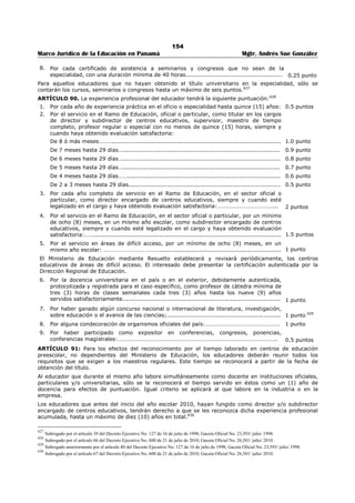 150 
Marco Jurídico de la Educación en Panamá Mgtr. Andrés Sue González 
2. Cuando se requiera ejecutar un traslado por sanción, la Dirección Regional y la Comisión Regional 
de Selección de Personal Docente seguirán el orden de preferencia establecido en el artículo 
anterior de este Decreto. En caso que sólo haya la opción de ejecutar el traslado con docentes 
que no fueron seleccionados en los concursos de traslado, se escogerá de la lista al docente con 
más antigüedad de servicio en áreas de difícil acceso que acepte el traslado; si son varios, al que 
tenga mayor antigüedad en el Ministerio de Educación. En caso de empate, se escogerá al 
docente que tenga la puntuación más alta. 
3. La Dirección Regional de Educación y la Comisión Regional de Selección de Personal Docente 
remitirán a la Dirección Nacional de Recursos Humanos los cuadros de traslado para la 
verificación y aprobación correspondiente. Los traslados sólo podrán efectuarse con la aprobación 
expresa de la Dirección Nacional de Recursos Humanos; en ningún caso podrán trasladarse los 
docentes sin esta aprobación.414 
ARTÍCULO 74-B: La notificación del traslado se hará por medio de un periódico de circulación nacional, 
en dos (2) días distintos; o mediante la página de internet del Ministerio de Educación. 
En el caso de los traslados por baja matricula, mutuo consentimiento, por enfermedad, por seguridad y 
por necesidad del servicio, los docentes sólo podrán trasladarse cuando lo ordene la Dirección Nacional de 
Recursos Humanos del Ministerio de Educación.415 
ARTÍCULO 74-C: Cuando se produzca una vacante por renuncia, insubsistencia, jubilación o 
fallecimiento, durante el año escolar, se llenará temporalmente hasta la terminación del año escolar, 
cuando se abrirá a concurso de traslado para llenarla en forma permanente para el próximo período 
escolar.416 
CAPITULO II 
DEL PERSONAL DIRECTIVO DE ESCUELAS Y COLEGIOS 
ARTÍCULO 75. Podrán realizarse de manera excepcional, traslados de Directores y Subdirectores de 
escuelas y colegios. Para tales efectos se darán tres (3) tipos de traslados: 
1. Por baja matrícula. 
2. Por mutuo consentimiento. 
3. Por sanción. 
ARTÍCULO 76. El traslado por baja matrícula procederá cuando sea preciso realizar reajustes en la 
organización escolar, luego de comprobada por el Ministerio de Educación la necesidad de tal medida. Se 
seguirá el siguiente procedimiento: 
1. Que se efectúen para planteles escolares de igual categoría y que estén ubicados en la misma área. 
2. Que la medida adoptada sea consultada con el funcionario y, comunicada oportunamente. 
ARTÍCULO 76-A. El horario puente se aplicará en los centros educativos donde se requiera que uno o 
varios docentes impartan horas de clases tanto en el turno de la mañana como en el tumo de la tarde. 
En estos casos, se le asignará al docente un horario de trabajo que no exceda el total de horas de labores 
que debe tener, según su nombramiento. 
Los docentes serán escogidos de la siguiente manera: 
1. En primer lugar el docente que acepte laborar en dicho horario y, sin son varios, al que tenga mayor 
puntuación. 
2. De no haber voluntario, se escogerá al docente con menor antigüedad de servicio en el centro 
educativo.417 
ARTÍCULO 77. El traslado por mutuo consentimiento para el personal directivo procederá cuando se den 
las siguientes condiciones: 
1. Que los interesados estén nombrados con carácter permanente y en servicio activo; 
2. Que estén en la misma categoría y nivel de enseñanza, y en condiciones de ejercer en forma 
inmediata las funciones del cargo; 
3. Que formulen su solicitud por escrito explicando la necesidad del traslado y las razones para pedirlo; 
414 Adicionado por el artículo 63 del Decreto Ejecutivo No. 600 de 21 de julio de 2010; Gaceta Oficial No. 26,581/ julio/ 2010. 
415 Adicionado por el artículo 64 del Decreto Ejecutivo No. 600 de 21 de julio de 2010; Gaceta Oficial No. 26,581/ julio/ 2010. 
416 Adicionado por el artículo 65 del Decreto Ejecutivo No. 600 de 21 de julio de 2010; Gaceta Oficial No. 26,581/ julio/ 2010. 
417 Adicionado por el artículo 11 del Decreto Ejecutivo No. 365 de 10 de octubre de 2006; Gaceta Oficial No. 25,661/ octubre/ 2006. 
 