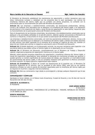 Libro marco juridico de panamà