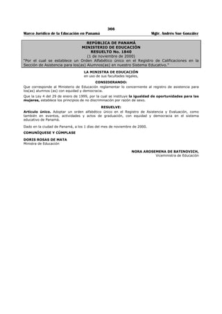 Libro marco juridico de panamà