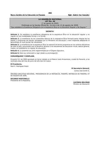 Libro marco juridico de panamà