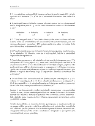 MATEMÁTICAS



                                                                            REPÚBLICA MEXICANA
                                                                                 INDICADORES BÁSICOS

               Esta selección de indicadores sólo intenta sugerir un perfil del país en algunos de sus aspectos significativos.

               Perfil demográfico                                                                           Perfil económico
                                                                                                              % de cambio
               Población:                    86 154 000 (1990)
                                                                                      120
               Densidad:                     44.0 hab./km2 (1990)
                                                                                      105
               Proyecciones:
                            Año              Pobl.                         Dens.a      90
                            2000             103 000 000                   52.6        75
                            2025             142 000 000                   72.5        60
               Crecimiento                                                             45
               poblacionalb (1985-1990):             2.2                               30
               Natalidad (1985-1990):         29.0                                     15         321          321             321
                                                                                                                               32
                                                                                                                                  1
                                                                                                  321          321             321           321          21
               Mortalidad (1985-1990):               5.8                                0                                                    321
                                                                                                                                             321
                                                                                                                                                          21
               Fecundidad en núm.                                                     -15
               de hijos (1985-1990):                 3.6                              -30
               Esperanza                                                              -45
               de vida al nacer:             68.9 años (1985-1990)                    -60
                                                                                                1985        1986            1987          1988          1989
               Población urbana:             72.6% (1990)
               Población masculina:          49.2% (1990)                                                                       654321
                                                                                                             PNB/Cap            654321
                                                                                                                                654321
                                                                                                                                         Deuda Ex
               Composición de la
               población por edades:         49.3%, 0-19 años; 31.5%, 20-39                                  Exp. bs                    Res. int.
                                             años; 15.3%, 40-64 años; 3.9%,
                                             65+ años (1990)
               Capital (hab):                México D.F., 18 847 400 (1989)
               Ciudades principales (hab):
               Nezahualcóyotl, 2 350 000; Guadalajara, 2 178 000; Monterrey,                Mortalidad infantil:
               1 702 000; Puebla, 771 000; Acapulco, 635 000g; Ciudad Juárez,
                                                                                                          Año                   (1980-1985)          (1985-1990)
               797 679; León, 872 453; Tijuana, 742 686 (1990)
                                                                                                          Tasa                     49.9                 42.6

               Perfil cultural
                                                                                            Perfil económico
               Analfabetismo (%):
                            Año              1970                  1980     1990            Moneda (tasa de cambio):          $3 083.5 por US$ (mar. 1992)
                            Tasa             25.8                  16.0     12.7
               Matrícula escolar (%):                                                       Ingreso por hab:                  US$2.010 (1989)
                            AñoNivel        1o                    2o       3o
                                                                                            Tasa de inflación:                72.7 % (1980-1989)
                          1980               108.4c                46.0d    13.9
                          1987               118.0cf               53od     15.8
                                                                                            Principales productos de exportación:
               Alumnos por maestro:
                                                 o                  o        o              (1990) Petróleo crudo, 33%; productos metálicos, maquinaria
                          AñoNivel          1                     2        3
                                                                                            y equipo, 18.0%; de los cuales automóviles, 7.1; maquinaria y
                              1980           39.0                  18.0     12.2            eléctricos, 6.0%; productos químicos, 5.5%; alimentos procesa-
                              1987           32.0                  18.0     11.5g           dos y bebidas, 4.2%. También exporta manufacturas diversas,
                                                                                            productos textiles.
               Bibliotecas:     558(1986)e
               Religión:        Católicos, 94.7%; cristianos autóctonos, 1.0%;              Importaciones de energía como
                                otros, 4.3%                                                 porcentaje de las exportaciones
                                                                                                                                                                   FUENTE: Almanaque Mundial, 1993.




                                                                                            de mercancías:                            4% (1989)
               Bienestar social
                                                                                            Tierras cultivadas:                       13.0% (1988)
               Habitantes por médico (1985):               1 037
                                                                                            a
               Calorías y proteínas per cápita diarias promedio:                              habitantes/km2; b proyecciones con base en hipótesis de
                                                                                            fecundidad; c límite de edad: 6 a 10 años; d límite de edad:
                              Año                     (1979-1981)          (1986-1988)      12 a 17 años;
                              Calorías                3 053.0              3 123.0          e
                                                                                              nacionales y públicas; f 1985; g 1986; ver otras notas
                              Proteínas               78.0                 81.0             en Notas metodológicas (desborda los límites del D.F.).



              302



M/SEC/P-271-327.PM6.5                  302                                                                        6/20/01, 11:16 AM
 