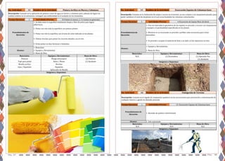 Pág. 37 Pag. 38
No. Actividad: 12 Nombre de la Actividad:
3
Apliacador de Masilla
Imágenes y Esquemas:
Masilla acrilica Brochas
Lijas / Espatulas Espatulas
Pinturas Mango telescopico (2) Pintores
Tape para pintar Rolos / Motas (1) Ayudante
Alcance:
1- Materiales
2- Equipos y Herramientas
3- Mano de Obra
Materiales: Equipos y Herramientas: Mano de Obra:
Descripción: Consiste en la aplicación de pintura a base de agua en muros y columnas para, además de lograr un
cambio estético en la estructura, conseguir una uniformidad en el acabado de los elementos.
Tiempo Ejecucion: Actividades Previas: 10-Pañete en muros // 11-Cantos en generales
Procedimientos de
Ejecución:
1- Se debe tener la superficie totalmente limpia y libre de polvo para lograr
adherencia.
2- Pintar con rolo toda la superficie con pintura primer.
3- Pintar con rolo la superficie con el tono de color indicado en los planos.
4- Utilizar brochar para pintar los recortes dejados con el rolo.
5- Evitar pintar en dias lluviosos o húmedos.
Pintura Acrilica en Muros y Columnas No. Actividad: 13 Nombre de la Actividad:
3
Imágenes y Esquemas:
N/A (1) Excavadora (1) Operador Exc.
(1) Ayudante
Alcance:
1- Equipos y Herramientas
2- Mano de Obra
Materiales: Equipos y Herramientas: Mano de Obra:
Descripción: Consiste en la realización de zanjas o zurcos en el terreno, ya sea a mano o con maquinaria pesada, para
poder satisfacer el nivel de desplante en el cual seran fundadas las columnas estructurales.
Tiempo Ejecucion: Actividades Previas: 6-Excavacion de Zapata Muro de block
Procedimientos de
Ejecución:
1- Una vez marcadas la geometria de las zapatas se procede a excavar con maquinarias
y equipos a la profundidad especificada en los planos.
2- Mientras se va excavando se procede a perfilar cada excavacion para evitar
derrumbes.
3- Se procede a acopiar el material de bote a un lado y el de reposicion en otro.
Excavación Zapatas de Columnas base
No. Actividad: 14 Nombre de la Actividad:
1
N/A N/A N/A
Imágenes y Esquemas:
Procedimientos de
Ejecución:
1- Roceado de químico exterminante
Alcance: 1- Sub-contratado
Materiales: Equipos y Herramientas: Mano de Obra:
Fumigación de Terreno
Descripción: Consiste en el regado de compuestos químicos en las excavaciones para prevención y exterminación de
cualquier insecto o agente no deseado presente.
Tiempo Ejecucion: Actividades Previas: 13- Excavación Zapatas de Columnas base
 