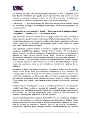 XXVII	CLEFA,	CONFERENCIA	LATINOAMERICA	DE	ESCUELAS	Y	FACULTADES	DE	ARQUITECTURA,UNIVERSIDAD	DEL	BÍO-BÍO,CHILE						 39	
	
...
