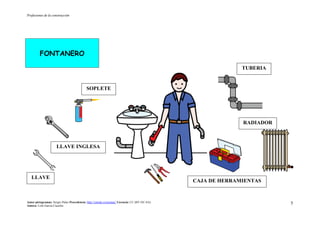 Profesiones de la construcción
Autor pictogramas: Sergio Palao Procedencia: http://catedu.es/arasaac/ Licencia: CC (BY-NC-SA)
Autora: Lola García Cucalón
5
FONTANERO
SOPLETE
CAJA DE HERRAMIENTAS
LLAVE INGLESA
LLAVE
TUBERIA
RADIADOR
 