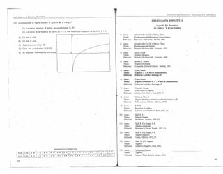 SEGUNDO EJE TEMÁTICO I BIBLIOGRAFÍA ESPECÍFICA
psu. Cuaderno de Ejercicios, Matemática
                                                                                                                                                                                       ,BIBLIOGRAFÍA ESPECÍFICA
30) ¿Corresponde           la figura    adjunta     al gráfico    de y   = 10g2x?
                                                                                                                                                                                               Segundo Eje Temático:
           (1)   La curva        pasa   por   él punto     de coordenadas     (1, O).                                                                                                      ÁLGEBRA y FUNCIONES



      A)
           (2)   La curva


           (1) por     sí sola
                                 de la figura     y la curva     dey
                                                                                    .
                                                                       = 2' son simétricas
                                                                                    'y
                                                                                             respecto   de la recta   y = x.
                                                                                                                                           1)    Autor:
                                                                                                                                                 Título:
                                                                                                                                                                 Allendoerfer Car¡'B. y Oakley, Cletus
                                                                                                                                                                 Fundamentos de Matemáticas Universitarias.
                                                                                                                                                 Editorial:      Ediciones del Castillo. Madrid', 1966.
      B)   (2) por     sí sola
                                                                                                                                           2)     Autor:         Allendoerfer Carl B. y Oakley, Cletus
      C)   Ambas      juntas,      (1) y (2)
                                                                                                                                                  Título:        Fundamentos dé Álgebra:
      D)   Cada      una   por sí sola,       (1) Ó (2)                                                                                           Editorial:     Editorial Mcflraw-HillvColombia,    1971.

      E)   Se requiere          información       adicionalj                    ol?/                                           .~I         3)     Autor:         Ayres, Frank
                                                                                                                                                  Título:        Álgebra Moderna
                                                                                                                                                  Editorial:     Editorial Mcflraw-Hill.    Colombia,    1969.

                                                                                                                                           4)     Autor:         Ba1dor, J. Aurelio
                                                                                                                                                  Título:        Álgebra Elemental.
                                                                                                                                                  Editorial:     Compañía Editorial Cultural.      Madrid, 1985.

                                                                                                                                           5)     Autor:         Cano.Omer
                                                                                                                                                  Título:        Álgebra:    3° y 4° año de Humanidades
                                                                                                                                                  Editorial:     Editorial   La Salle, Santia,go s/f

                                                                                                                                           6)      Autor:        Cano,Omer
                                                                                                                                                   Título:       Álgebra elemental: 4°, 5° Y 6° año de Hnmanidades
                                                                                                                                                 . Editorial:    Editorial La Salle. Santiago, slf

                                                                                                                                           7)     Autor:          Chrystal, George
                                                                                                                                                  Título:         A text book of Algebra.
                                                                                                                                                  Editorial:     _Chelsea Pnb. Nueva York, 1927. (*)

                                                                                                                                            8)     Autor:         Dolciani, Mary P.
                                                                                                                                                   Título:        Álgebra Moderna: Estructura y Método, LibrosI     y n.
                                                                                                                                                   Editorial:     Publicaciones Cultural. México, 1972.

                                                                                                                                            9)     Autor:         F.G-M
                                                                                                                                                   Título:        Exercices d' Algébre,
                                                                                                                                                   Editorial:'    Librairie Armand Marné.      París, 1912. (*)

                                                                                                                                           !O) Autor:             Hali,H.S.
                                                                                                                                                   Título:        School Algebra.
                                                                                                                                                   Editorial:     McMillan. Londres, 1923. (*)

                                                                                                                                           11)     Autor:         Hall, H. S. y Knight, S. R.
                                                                                                                                                   Título:        Álgebra elemental.
                                                                                                                                                   Editorial:     Montaner y Simon. España, 1972. (*)

                                                                                                                                           12)     Autor:         HaÚ, H. S. y Knight, S. R.
                                                                                                                                                   Título:        Álgebra Superior.
                                                                                                                                                   Editorial:     Uteha, México, 1972. (*)

                                                                                                                                           13)     Autor:         Hue, Th. y N. Vagnier
                                                                                                                                                   Título:        Algebre
                                                                                                                                                   Editorial:     Librairie Delagrave, París, 1922.

                                                                                                                                           14)     Autor:         Lehmann, Charles
                                                                                                                                                   Título:        Álgebra.
                                                                                                                                                   Editorial:     Limusa Wiley, Estados Unidos, 1972.

                                                                                                                                                                                                                                                                 237
   236

                                                                               ______    ~                                           CW?                                                                                                         ._. .".~
                                                                                                                                                                                                                                                   __       ..         _
 
