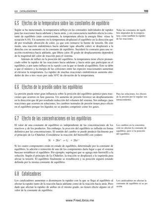 186 CAPÍTULO 5 CÁLCULOS ESTEQUIOMÉTRICOS: EL CABALLO DE BATALLA DEL ANALISTA
diluyen a volumen y se miden por espectrofotometría. Por comparación con los es-
tándares, la concentración promedio en la solución final se determina que es 1.25 
105
M. ¿Cuál es el porcentaje de manganeso en la muestra?
CÁLCULOS DE ESTANDARIZACIÓN
37. Se sabe que una preparación de carbonato de sodio comercial contiene 98.6% de
Na2CO3. Si una muestra de 0.678 g necesita 36.8 mL de solución de ácido sulfúrico
para neutralización completa, ¿cuál es la molaridad de la solución de ácido sulfúrico?
38. Una solución 0.1 M de hidróxido de sodio se va a estandarizar titulando ácido sulfá-
mico estándar (NH2SO3H). ¿Qué peso de ácido sulfámico se debe tomar para que el
volumen de NaOH vertido de la bureta sea alrededor de 40 mL?
CÁLCULOS DE ANÁLISIS
39. Una muestra de ácido cítrico grado USP (H3C6H5O7, tres protones titulables) se analiza
titulándola con solución 0.1087 M de NaOH. Si una muestra de 0.2678 g necesita 38.31
mL para la titulación, ¿cuál es la pureza de la preparación? (UPS exige 99.5%).
40. Se titula calcio en una muestra de 200 L de suero con una solución 1.87  104
M
de EDTA, que consume 2.47 mL. ¿Cuál es la concentración de calcio en la sangre
en mg/dl?
41. Una muestra de 0.372 g de BaCl2  2H2O impuro se titula con AgNO3 0.100 M, que
consume 27.2 mL. Calcular: a) el porcentaje de Cl en la muestra y b) el porcentaje
de pureza del compuesto.
42. Un mineral de hierro se analiza para determinar contenido de hierro por disolución
en ácido, convirtiendo el hierro en Fe2
y luego titulando con una solución 0.0150 M
de K2Cr2O7. Si se consumen 35.6 mL para titular el hierro en una muestra de mineral de
1.68 g, ¿cuánto hierro hay en la muestra, expresado como porcentaje de Fe2O3? (véase
el ejemplo 5.37 para la reacción de titulación).
43. Se determina calcio en una muestra de 2.00 g por precipitación de CaC2O4, disolviendo
éste en ácido y titulando el oxalato con KMnO4 0.0200 M. ¿Qué porcentaje de CaO
hay en la muestra si se necesitan 35.6 mL de KMnO4 para la titulación? (La reacción
es 5H2C2O4  2MnO4

 6H
→ 10CO2  2Mn2
 8H2O.)
44. Se prepara una solución de permanganato de potasio disolviendo 4.68 g de KMnO4
en agua y diluyendo a 500 mL. ¿Cuántos mililitros de esta solución reaccionarán con
el hierro en 0.500 g de una mena de este metal que contiene 35.6% de Fe2O3? (Véa-
se el ejemplo 5.29 para la reacción de titulación.)
45. Una muestra contiene BaCl2 más materia inerte. ¿Qué peso se debe tomar para que,
cuando se titule la solución con AgNO3 0.100 M, los mililitros de titulante sean igua-
les al porcentaje de BaCl2 en la muestra?
46. Una muestra de 0.250 g de AlCl3 impuro se titula con AgNO3 0.100 M, que consume
48.6 mL. ¿Qué volumen de EDTA 0.100 M reaccionaría con una muestra de 0.350
g? (El EDTA reacciona con el Al3
en una relación de 1:1.)
47. Una muestra de 425.2 g de un ácido orgánico monoprótico purificado se titula con
NaOH 0.1027 M, que consume 28.78 mL. ¿Cuál es el peso fórmula del ácido?
48. La pureza de una muestra de 0.287 g de Zn(OH)2 se determina titulando con una
solución estándar de HCl, con un consumo de 37.8 mL. La solución de HCl se es-
tandarizó precipitando AgCl en una alícuota de 25.0 mL y pesando (se obtuvieron
0.462 g de AgCl). ¿Cuál es la pureza del Zn(OH)2?
49. Una muestra de KHC2O4  H2C2O4  2H2O puro (tres hidrógenos reemplazables)
consume 46.2 mL de NaOH 0.100 M para la titulación. ¿Cuántos mililitros de KMnO4
0.100 M reaccionarán con una muestra del mismo tamaño? (Véase el problema 43
para la reacción con KMnO4.)
05Christian(141-188).indd 186
05Christian(141-188).indd 186 9/12/08 13:56:20
9/12/08 13:56:20
www.FreeLibros.me
 