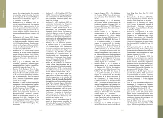 273272
Bibliografía
puesta de categorización de especies
introducidas para Colombia. Instituto
de Investigación de Recursos Biológicos
Alexander von Humboldt. Bogotá, D.
C., Colombia. 73-148 pp.
•	 Barbarino, A. y D. Tharpon. 1995. Pe-
ces de la pesca deportiva. Una guía de
identificación y reglamentación de los
peces de agua dulce en Venezuela. Uni-
versidad Nacional Experimental de los
Llanos Ezequiel Zamora (UNELLEZ) y
Fundación Editorial Polar, Caracas. 155
pp.
•	 Barbarino, A. y C. Lasso. 2005. Pesque-
ría y aspectos biológicos de la raya man-
ta Paratrygon aiereba (Müller y Henle,
1841) (Myliobatiformes, Potamotrygo-
nidae), en el río Apure (Venezuela). Me-
morias de la Fundación La Salle de Cien-
cias Naturales, 163: 93-108.
•	 Barbarino, A. y C. Lasso. 2009. La pesca
comercial de la raya manta Paratrygon
aiereba (Müller y Henle, 1841) (Mylio-
batiformes, Potamotrygonidae), en el
río Apure, Venezuela. Acta Apuroquia 1:
24-31.
•	 Bard, J. y E. P. Imbiriba. 1986. Pis-
cicultura o pirarucú, Arapaima gigas.
Belém:EMBRAPA-CPATU, Circular Téc-
nica No 52, Belém do Pará. 17 Pp.
•	 Barreto, C., C. Borda, J. Otto, C. Sán-
chez, A. Sanabria y S. Muñoz. 2009.
Propuesta de cuotas de aprovechamien-
to de los recursos pesqueros colombia-
nos y ornamentales para la vigencia
2010. Instituto Colombiano Agrope-
cuario - ICA. 113 pp.
•	 Barthem, R. 1990. Ecologia e pesca da
piramutaba (Brachyplatystoma vaillan-
tii). Tesis doctorado. Universidad Esta-
dual de Campinas. Brasil. 268 pp.
•	 Barthem, R. y M. Petrere. 1995. Fis-
heries and population dynamics of
Brachyplatystoma vaillantii (Pimelo-
didae) in the Amazon estuary. In: Ar-
mantrout, N.B. (Ed). Condition of the
World´s Aquatics Habitats. Proceedings
of the World Fisheries Congress, Theme
1. Oxford and IBH Publishing Co. Pvt.,
New Delhi.
•	 Barthem, R. y M. Goulding. 1997. The
Catfish Connection. Ecology, migration
and conservation of Amazonan preda-
tors. Columbia University Press, New
York. USA. 120 pp.
•	 Barthem, R. y M. Goulding. 2007. Un
ecosistema inesperado. La Amazonia
revelada por la pesca. Lima. 243 pp.
•	 Beltrán, S. 1992. Estado actual de las
poblaciones de Eremophilus mutisii
Humboldt 1805 (Pisces: Trichomycte-
ridae), en algunos cuerpos de agua del
altiplano cundiboyacense, Colombia.
Universidad de Bogotá Jorge Tadeo Lo-
zano-Centro de Investigaciones Cientí-
ficas, Inf. Técnico. Bogotá D. C.
•	 Beltrán, C. E., A. A. Villaneda-Jiménez,
M. Carrillo-Ávila, F. J. Díaz-Guzmán
y G. Salazar-Ariza. 2001. Parámetros
técnicos y económicos para un proyecto
piscícola rentable (trucha, tilapia roja
y cachama). Pp. 405-423. En: Rodrí-
guez-Gómez, H., P. Victoria-Daza y M.
Carrillo-Avila (Ed.) Fundamentos de
Acuicultura Continental. Serie Funda-
mentos 1, Segunda Edición. MINAGRI-
CULTURA / INPA, Bogotá D. C.
•	 Bernal, W., M. Uribe y P. J. Contreras-
Castro. 1994. Caracterización del se-
men de bocachico (Prochilodus magdale-
nae Steindachner 1878) y evaluación de
la motilidad después de la conservación
en frío. Boletín Científico INPA 2: 8-21.
•	 Blanco, A. R. y M. A. Franco. 1996. Eco-
logía trófica del bocachico adulto (Pro-
chilodus magdalenae) en el embalse del
Guájaro. Tesis de Pregrado, Facultad de
Biología Marina, Universidad de Bogotá
Jorge Tadeo Lozano, Bogotá, Colombia.
•	 Blanco, N e I. García. 2008. Biología re-
productiva de la cachana (Cynopotamus
atratoensis Eigenmann, 1907) en la cié-
naga Grande de Lorica, Colombia. Tesis
Profesional, Programa de Acuicultura,
Departamento de Ciencias Acuícolas,
Facultad de Medicina Veterinaria, Uni-
versidad de Córdoba, 36 p.
•	 Bleeker, P. 1873. Description (avec fi-
gures) de deux espeses nouvelles de
Sciénoides de Surinam. Arch. Néerl. Sci.
Nat., Haarlem (ANSNH), 8: 456-461.
•	 Bogotá–Gregory, J. D. y J. A. Maldona-
do-Ocampo. 2006a. Peces de la Amazo-
nia, Colombia. Biota Colombiana 7 (1):
55-94.
•	 Bogotá-Gregory, J. D. y J. A. Maldona-
do-Ocampo. 2006b. Primer registro de
Lepidosiren parodoxa Fitzinger, 1837 en
la cuenca del Orinoco (PNN El Tuparro,
Vichada, Colombia). Biota Colombiana 7
(2): 301-304.
•	 Bonilla-Castillo, C. A., Agudelo E.,
Acosta-Santos A., R. E Ajiaco-Martí-
nez., Ramírez-Gil H. 2011a. Brachy-
platystoma juruense (Siluriformes, Pi-
melodidae). Pp. 397-400. En: Lasso, C.
A., E. Agudelo Córdoba, L. F. Jiménez-
Segura, H. Ramírez-Gil, M. Morales-
Betancourt, R. E. Ajiaco-Martínez, F.
de P. Gutiérrez, J. S. Usma Oviedo, S.
E. Muñoz Torres, A. I. Sanabria Ochoa
(Eds.) I. Catálogo de los Recursos Pes-
queros Continentales de Colombia. Se-
rie Editorial Recursos Hidrobiológicos
y Pesqueros continentales de Colombia.
Instituto de Investigación de Recursos
Biológicos Alexander von Humboldt
(IAvH). Bogotá, D. C., Colombia.
•	 Bonilla-Castillo, C. A., E. Agudelo, A.
Acosta-Santos, R. E Ajiaco-Martínez,
H. Ramírez-Gil. 2011b. Brachyplatys-
toma platynemum (Siluriformes, Pime-
lodidae). Pp. 404-408. En: Lasso, C.
A., E. Agudelo Córdoba, L. F. Jiménez-
Segura, H. Ramírez-Gil, M. Morales-
Betancourt, R. E. Ajiaco-Martínez, F.
de P. Gutiérrez, J. S. Usma Oviedo, S.
E. Muñoz Torres, A. I. Sanabria Ochoa
(Eds.) I. Catálogo de los Recursos Pes-
queros Continentales de Colombia. Se-
rie Editorial Recursos Hidrobiológicos
y Pesqueros continentales de Colombia.
Instituto de Investigación de Recursos
Biológicos Alexander von Humboldt
(IAvH). Bogotá, D. C., Colombia.
•	 Boulenger, G. A. 1895. Description of
a new characinoid fish of the genus Pa-
rodon. Ann. Mag. Nat. Hist. (Ser. 6). 16
(96): 480.
•	 Boulenger, G. A. 1898. Descriptions
of two new siluroid fishes from Brazil.
Ann. Mag. Nat. Hist. (Ser. 7). 2 (12):
477-478.
•	 Breder, C. Jr. y D. E. Rosen. 1966. Mo-
des of reproduction in fishes. Natural
History Press. New York (N. Y.) USA.
•	 Britski, H. A., K. Similon y B. S. Lopes.
2007. Peixes du pantanal: manual de
identificação. Embrapa, Informação
Tecnológica. Segunda Edición. Brasilia
D. F. Brasil. 230 pp.
•	 Buendía D., J. Argumedo, C. W. Olaya-
Nieto, F. F. Segura-Guevara, S. B. Brú-
Cordero y G. Tordecilla-Petro. 2006.
Biología reproductiva del Blanquillo
(Sorubim cuspicaudus Littmann et al.,
2000) en la cuenca del río Sinú, Colom-
bia. Revista MVZ-Córdoba 11 Supl (1):
71-78.
•	 Buitrago-Suárez, U. A. y B. M. Burr.
2007. Taxonomy of the catfish genus
Pseudoplatystoma Blekeer (Siluriformes:
Pimelodidae) with recognition of eight
species. Zootaxa 1512:1-38.
•	 Burbano, C. y W. Usaquén. 2003. Ca-
racterización genética de cinco especies
ícticas del río Sinú (Caquetaia kraussi,
Brycon moorei, Prochilodus magdalenae,
Pimelodus clarias, Sorubim lima). Proyec-
to hidroeléctrico URRÁ. Bogotá D.C:
Universidad Nacional de Colombia, De-
partamento de Biología. 120 pp.
•	 Brú-Cordero, S. B., F. F. Segura-Guevara
y C. W. Olaya-Nieto. 2004. Crecimien-
to y mortalidad de la Liseta, Leporinus
muyscorum (Pisces: Anostomidae), en el
río Sinú, Colombia. 7: 79-86. (Páginas
254-255).
•	 Cala, P. 1973. Estudios ictiológicos co-
lombianos. I. Presencia de Osteoglos-
sum en los Llanos (Orinoquia). Lozania
(Acta Zoológica Colombiana) 18: 1-8.
•	 Cala, P. 1986. Cambios histomorfoló-
gicos en las testes del capitán Eremo-
philus mutisii (Trichomycteridae, Silu-
riformes), durante el ciclo reproductivo
anual en el sistema del río Bogotá. Cal-
dasia 14 (68-70): 659-678.
•	 Cala, P. 1996. Ciclic histomorphologi-
cal changes in the ovary of the catfish
capaz, Pimelodus grosskopfii (Pimelodi-
 